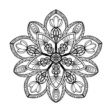 Mandala flower. Antique decorative elements. Oriental drawing, vector illus.. Stock Illustration