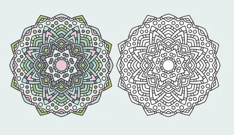 Mandala flower coloring drawing vector Stock Illustration