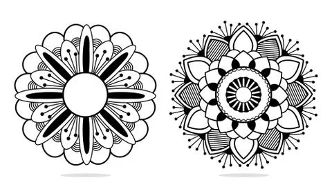Mandala flower line design Stock Illustration