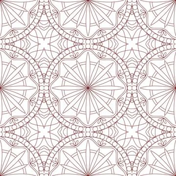 Mandala flower seamless pattern vector. A symmetrical round red line ornament 스톡 일러스트