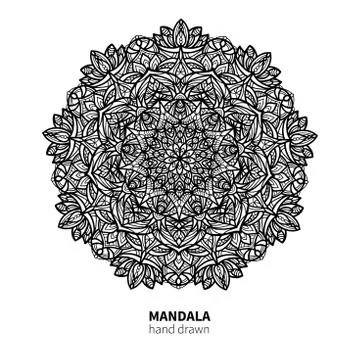 Mandala flower vector drawing. Decorative boho round ornament. Ethnic decor.. Stock Illustration
