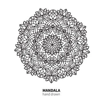 Mandala flower vector drawing. Decorative boho round ornament. Ethnic decor.. Illustrazione stock