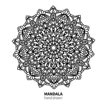 Mandala flower vector drawing. Decorative boho round ornament. Ethnic hand .. Stock Illustration