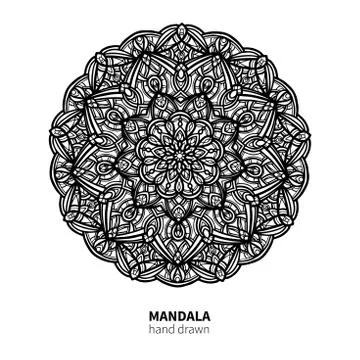 Mandala flower vector drawing. Decorative boho round ornament. Ethnic hand .. Stock Illustration