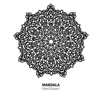 Mandala flower vector drawing. Decorative boho round ornament. Stock Illustration