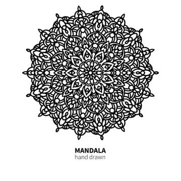 Mandala flower vector drawing. Decorative boho round ornament. イラスト素材