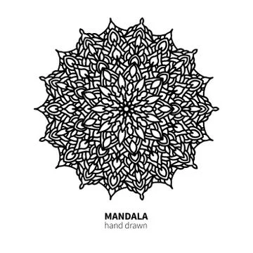 Mandala flower vector drawing. Decorative boho round ornament. Stock Illustration