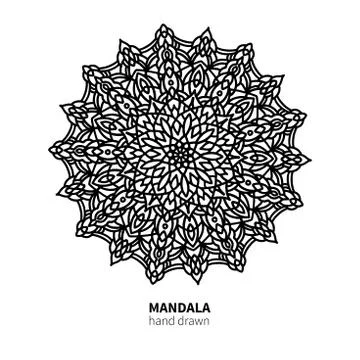 Mandala flower vector drawing. Decorative boho round ornament. イラスト素材