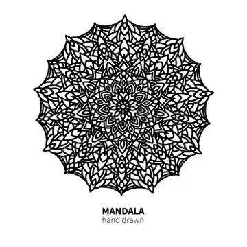 Mandala flower vector drawing. Decorative boho round ornament. Stock Illustration
