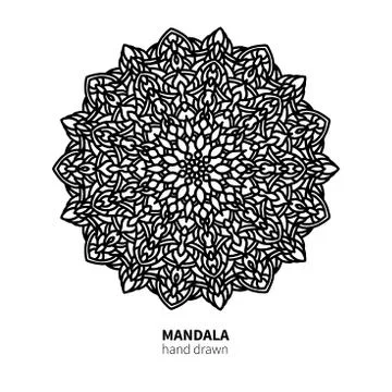 Mandala flower vector drawing. Decorative boho round ornament. Stock Illustration