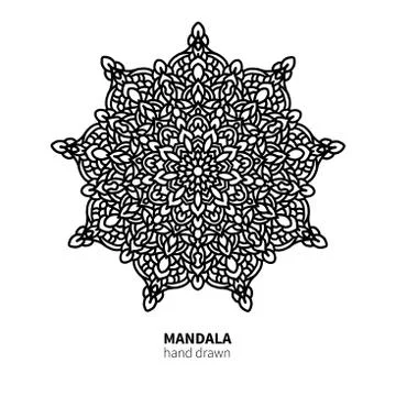 Mandala flower vector drawing. Decorative boho round ornament. Stock Illustration