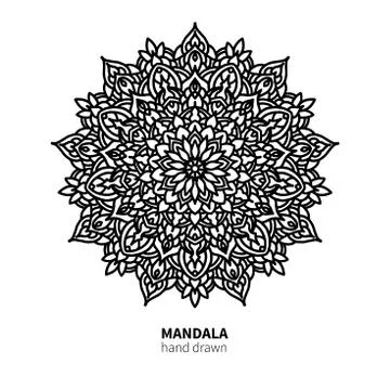 Mandala flower vector drawing. Decorative boho round ornament. Stock Illustration