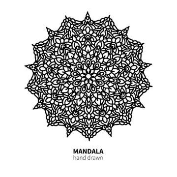 Mandala flower vector drawing. Decorative boho round ornament. Illustrazione stock