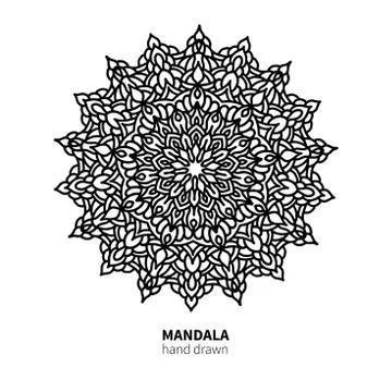 Mandala flower vector drawing. Decorative boho round ornament. イラスト素材