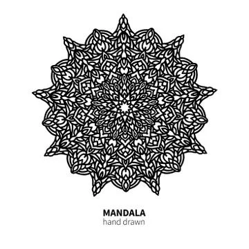Mandala flower vector drawing. Decorative boho round ornament. Stock Illustration