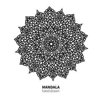 Mandala flower vector drawing. Decorative boho round ornament. Stock Illustration