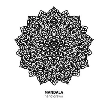 Mandala flower vector drawing. Decorative boho round ornament. Stock Illustration