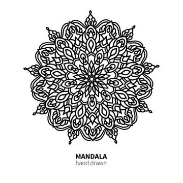 Mandala flower vector drawing. Decorative boho round ornament. Stock Illustration