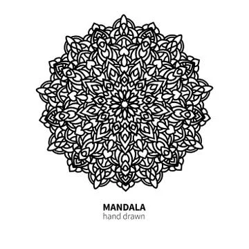 Mandala flower vector drawing. Decorative boho round ornament. Stock Illustration