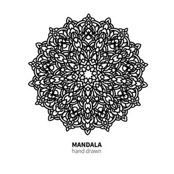 Mandala flower vector drawing. Decorative boho round ornament. Stock Illustration