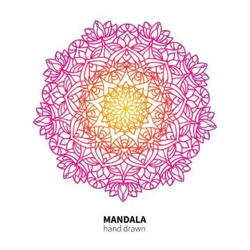 Mandala flower vector drawing. Ethnic colorful decorative element. Stock Illustration