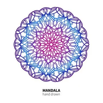 Mandala flower vector drawing. Ethnic colorful decorative element. Stock Illustration