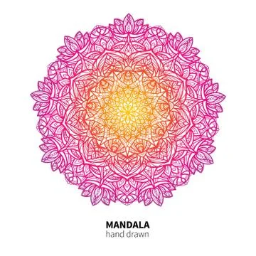 Mandala flower vector drawing. Ethnic colorful decorative element. Stock Illustration