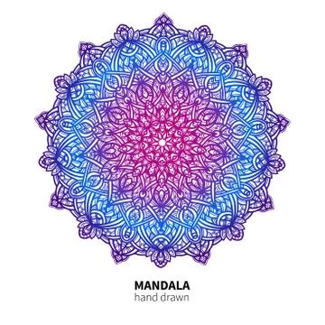Mandala flower vector drawing. Ethnic colorful decorative element. Stock Illustration