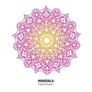 Mandala flower vector drawing. Ethnic colorful decorative element. Stock Illustration