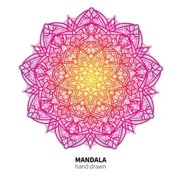 Mandala flower vector drawing. Ethnic colorful decorative element. Stock Illustration