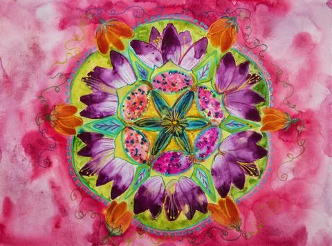 Mandala with flowers. Illustration