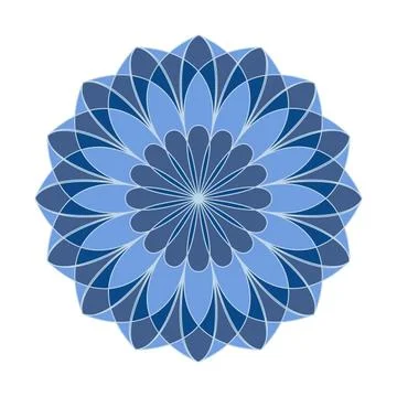 Mandala frame blue vector. A symmetrical monochrome round ornament. Stock Illustration