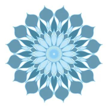 Mandala frame blue vector. A symmetrical monochrome flower ornament. Stock Illustration