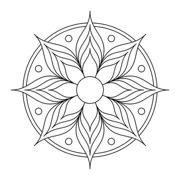 Mandala frame line vector. A symmetrical monochrome round ornament. Stock Illustration