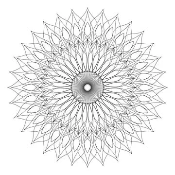 Mandala frame line vector. A symmetrical flower monochrome round ornament. Illustrazione stock