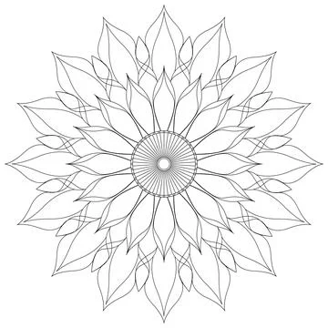 Mandala frame line vector. A symmetrical flower monochrome round ornament. Stock Illustration