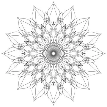Mandala frame line vector. A symmetrical flower monochrome round ornament. Stock Illustration