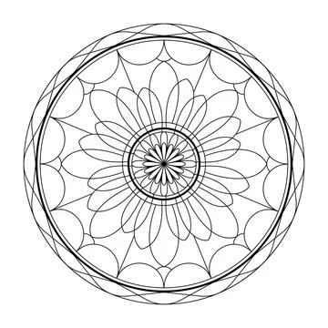Mandala frame line vector. A symmetrical monochrome round ornament. Stock Illustration