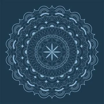 Mandala frame line vector. A symmetrical dark monochrome round ornament. Stockillustratie