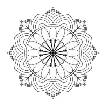 Mandala frame line vector. A symmetrical monochrome round ornament. イラスト素材