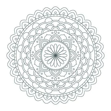 Mandala frame line vector. A symmetrical point monochrome round ornament. イラスト素材