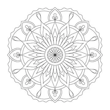 Mandala frame line vector. A symmetrical monochrome round ornament. Stock Illustration
