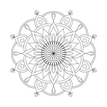 Mandala frame line vector. A symmetrical monochrome round ornament. Stock Illustration