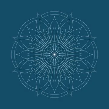 Mandala frame line vector. A symmetrical monochrome round ornament. Stock Illustration