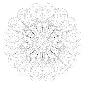 Mandala frame line vector. A symmetrical monochrome round ornament. Stock Illustration