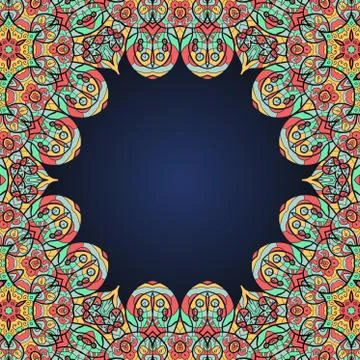 Mandala frame for text in oriental style Illustrazione stock
