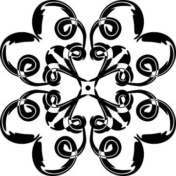 Mandala geometric pattern with black lines isolated on white background Stock Photos