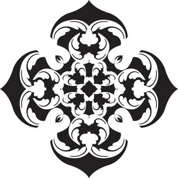 Mandala geometric pattern with black lines isolated on white background Stock Photos