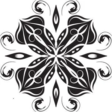 Mandala geometric pattern with black lines isolated on white background Stock Photos