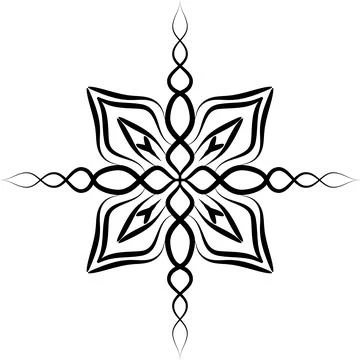Mandala geometric pattern with black lines isolated on white background Stock Photos